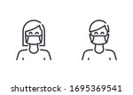 woman and man wear medical face ... | Shutterstock .eps vector #1695369541