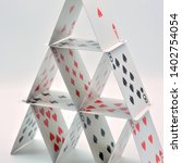 Small photo of House of cards made with poker cards, French deck