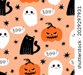 Halloween Seamless Pattern With ...