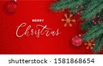 christmas gift card on red... | Shutterstock .eps vector #1581868654