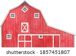 Watercolor Red Barn  Hand...