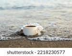 Coffee Cup On Sands Beach...