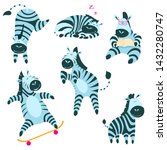 cute cartoon zebras set. funny... | Shutterstock .eps vector #1432280747