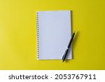 top view of blank open notebook ... | Shutterstock . vector #2053767911