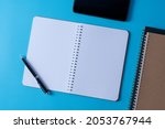 top view of blank open notebook ... | Shutterstock . vector #2053767944