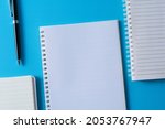 top view of blank open notebook ... | Shutterstock . vector #2053767947