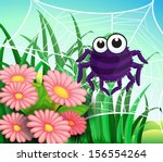 illustration of a spider web at ... | Shutterstock . vector #156554264