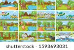 background scenes of animals in ... | Shutterstock .eps vector #1593693031