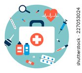 first aid kit illustration in... | Shutterstock .eps vector #227053024
