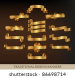 gold ribbon collection | Shutterstock .eps vector #86698714