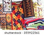 folded and hanging textiles in... | Shutterstock . vector #355922561