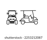 golf cart simple line icon ...