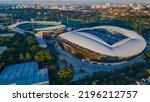 Small photo of MOORE PARK, SYDNEY, NSW, AUSTRALIA – APRIL 16, 2022: Aerial view of Sydney Football Stadium in Moore Park, Sydney NSW during the early morning on opening day