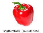 one red sweet bell pepper isolated on white background