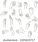 set of realistic gestures hand... | Shutterstock . vector #1335623717