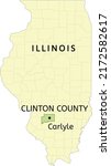 Clinton County and city of Carlyle location on Illinois state map