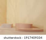 brown cream podium color 3d... | Shutterstock . vector #1917409334