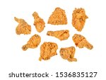 Set Of Fried Chicken Isolated...