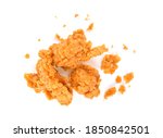 Fried popcorn chicken isolated on white background. Top view