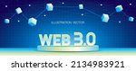 web 3.0 text on podium 3d... | Shutterstock .eps vector #2134983921