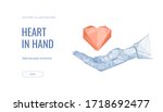 hand holds heart vector... | Shutterstock .eps vector #1718692477