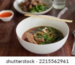 Small photo of Bowl of Thai Duck Noodle Soup (Kway Teow Bet) with Herbs