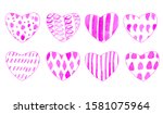 set of hearts. watercolor  pink ... | Shutterstock . vector #1581075964