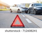 Reflective red triangle to point out a car crash 