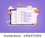 website programming and coding. ... | Shutterstock .eps vector #1906572394