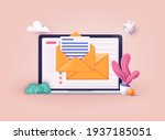 mail service concept. laptop... | Shutterstock .eps vector #1937185051