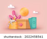 donation box with golden coin ... | Shutterstock .eps vector #2022458561