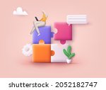 connecting puzzle elements. ... | Shutterstock .eps vector #2052182747