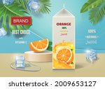 orange juice poster with ice... | Shutterstock .eps vector #2009653127