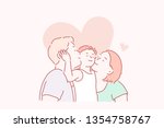 pretty young family. hand drawn ... | Shutterstock .eps vector #1354758767