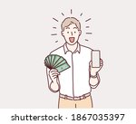 businessman holding smartphone... | Shutterstock .eps vector #1867035397