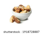 Bowl With Brazil Nuts Isolated...
