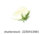 Concept of egg sauce, mayonnaise sauce, isolated on white background