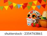 A painted human skull for Day of the Dead in Mexico.