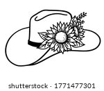Cowboy Hat With Flowers. Vector ...