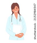 female doctor with stethoscope. ... | Shutterstock .eps vector #2152984547