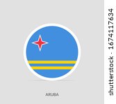 aruba button flag icon with... | Shutterstock .eps vector #1674117634