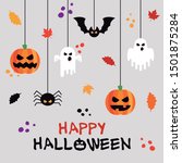 halloween card with different... | Shutterstock .eps vector #1501875284