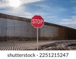 Us   mexican border wall with...