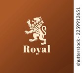 standing lion heraldic logo...
