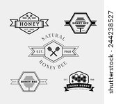 Vector Set Of Honey And Bee...