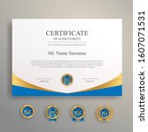 blue and gold certificate with... | Shutterstock .eps vector #1607071531