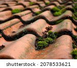 Wet Old Brown Tile Tiles With...