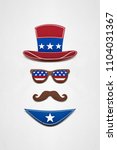 Small photo of Creative 4th of July concept photo of Uncle Sam made of paper on white background.