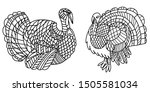coloring book pages two turkey... | Shutterstock . vector #1505581034
