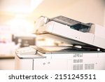 Small photo of Copier printer, Close up the photocopier or photocopy machine office equipment workplace for scanner or scanning document and printing or copy paper duplicate and Xerox.